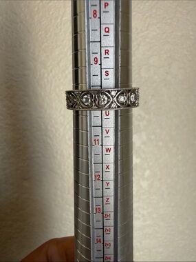 Silver Heart Band Ring with Clear Stones